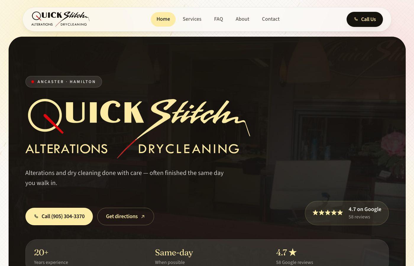 Quick Stitch Tailor website preview
